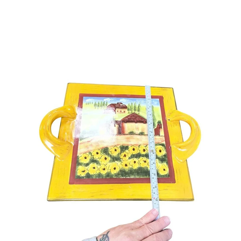 Romancing Provence Tuscan Country handpainted ceramic serve tray SKU 9622 - Picture 7 of 11